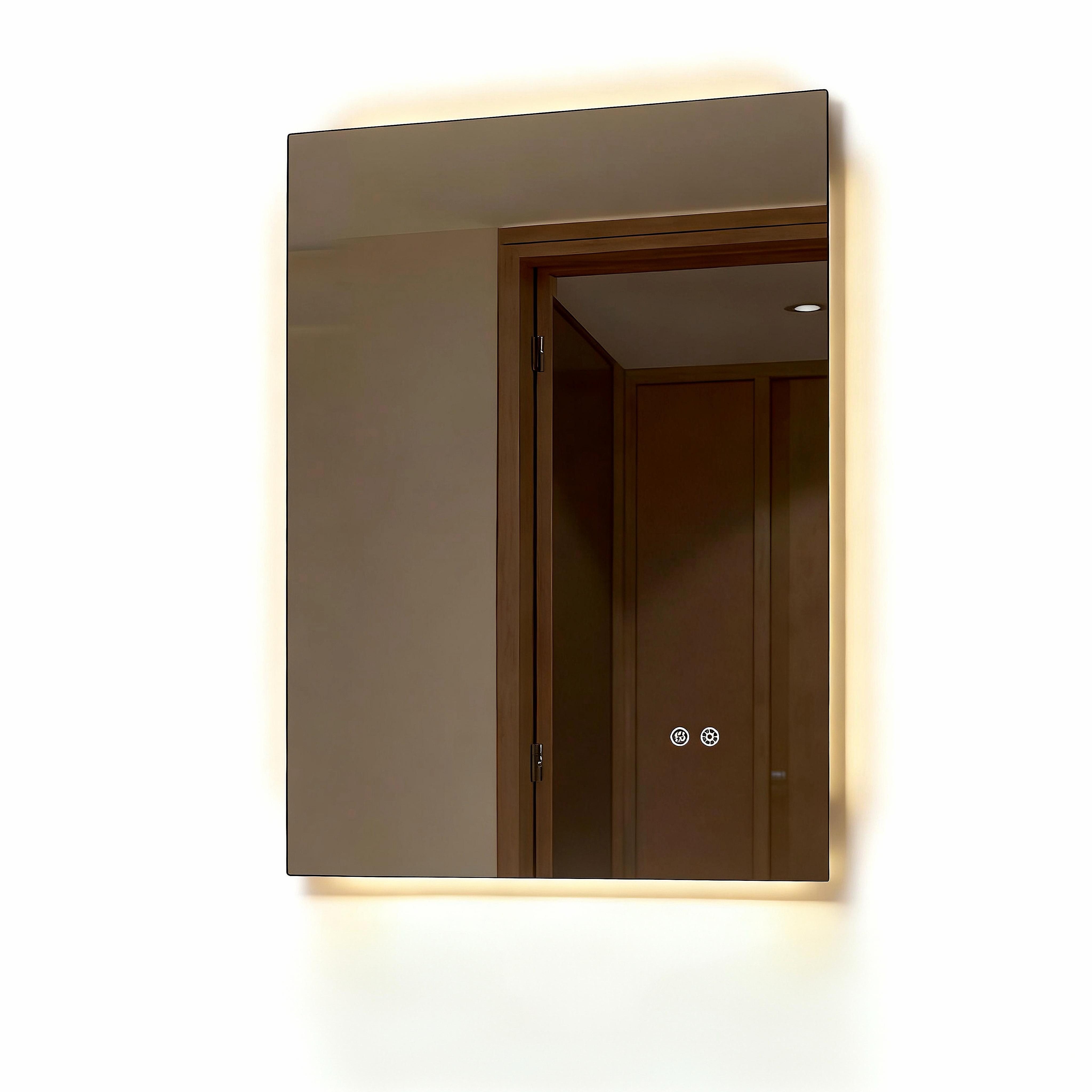 radelldar Badspiegel mit LED-Beleuchtung, 3 Lichtfarben, dimmbar, mit Touch-Steuerung (1-St), LED-Wandspiegel mit Anti-Beschlag, 60×80 cm, rechteckig