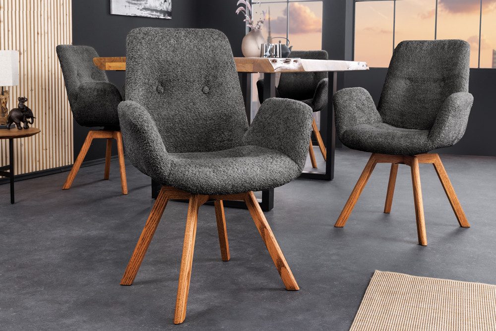 riess-ambiente Polsterstuhl BALTIC dunkelgrau / natur · Esszimmerstuhl mit günstig online kaufen