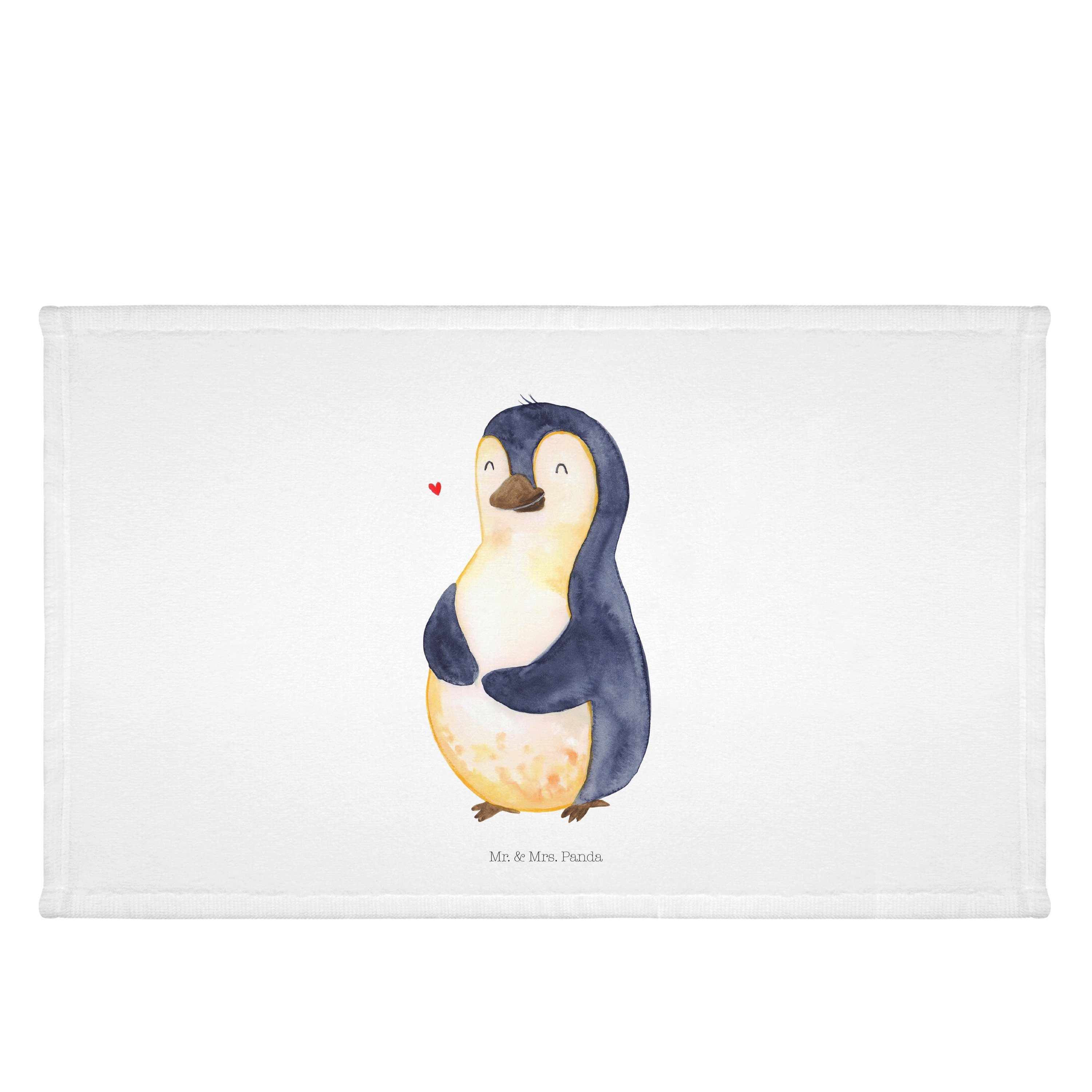 Mr. & Mrs. Panda Handtuch Pinguin Diät - Weiß - Geschenk, dick, kugelrund, Abnehmen, Körperlieb, (1-St)