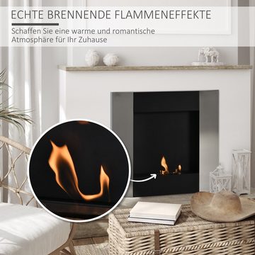 HOMCOM Echtfeuer-Dekokamin Alkohol-Kamin, Bio-Ethanol-Brenner, 0,7L 1 Std. Brenndauer, 72 x 11 x 72 cm