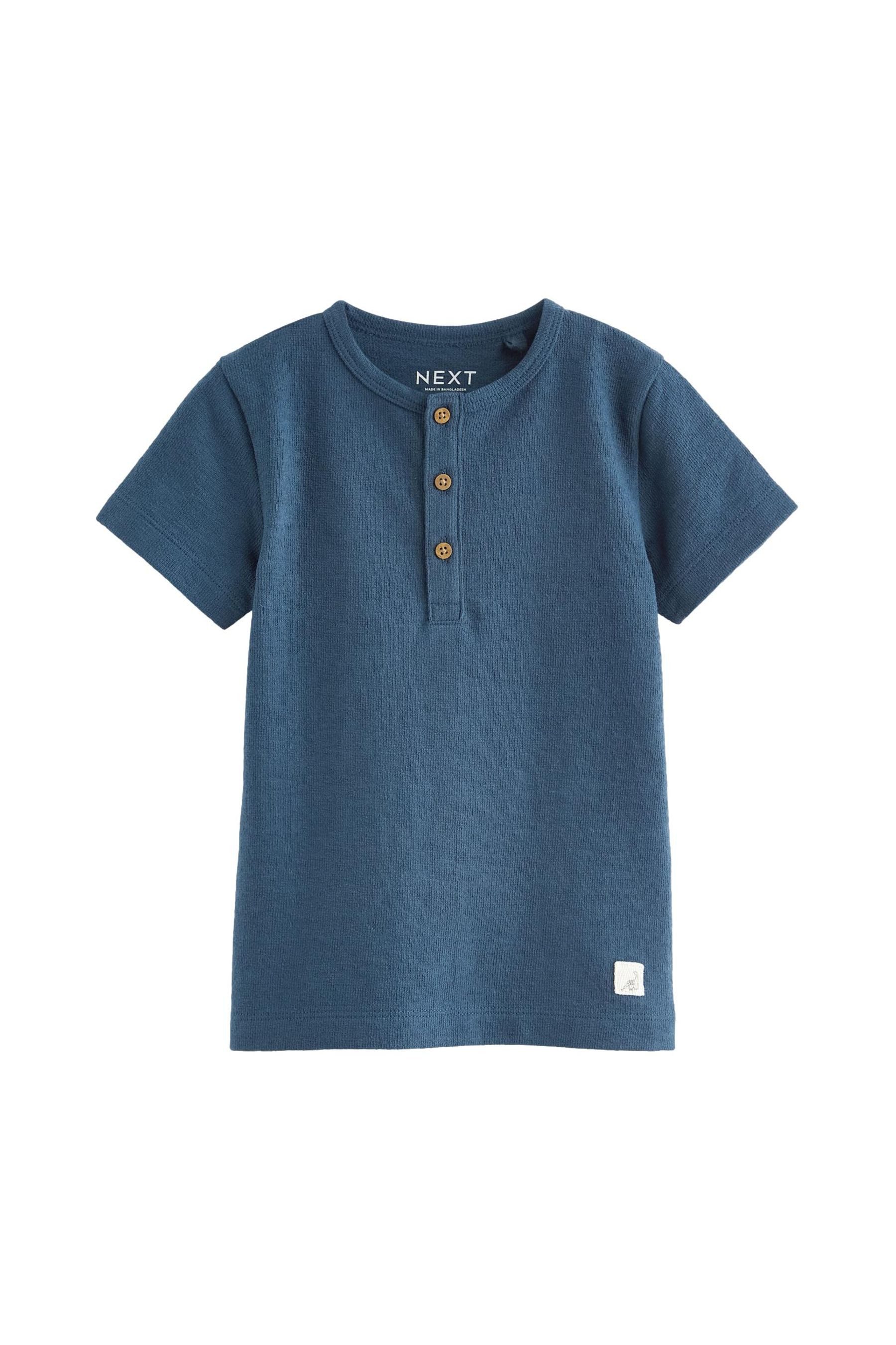 Henleyshirt Kurzarm-T-Shirt mit Henley-Ausschnitt