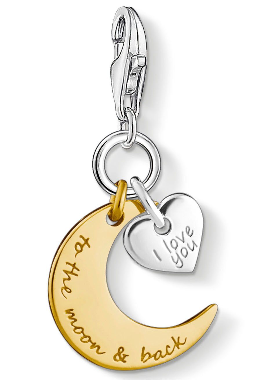 THOMAS SABO Charm-Einhänger Mond & Herz I LOVE YOU TO THE MOON & BACK