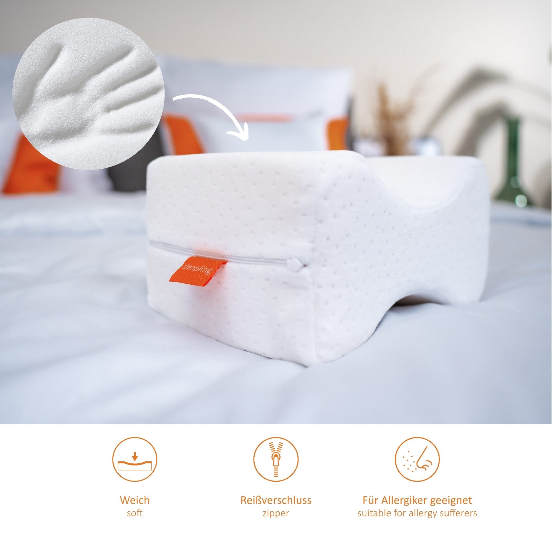 sleepling Kniekissen orthopädisches Beinkissen, (1-St., Memory Foam Kissen), für Seitenschläfer