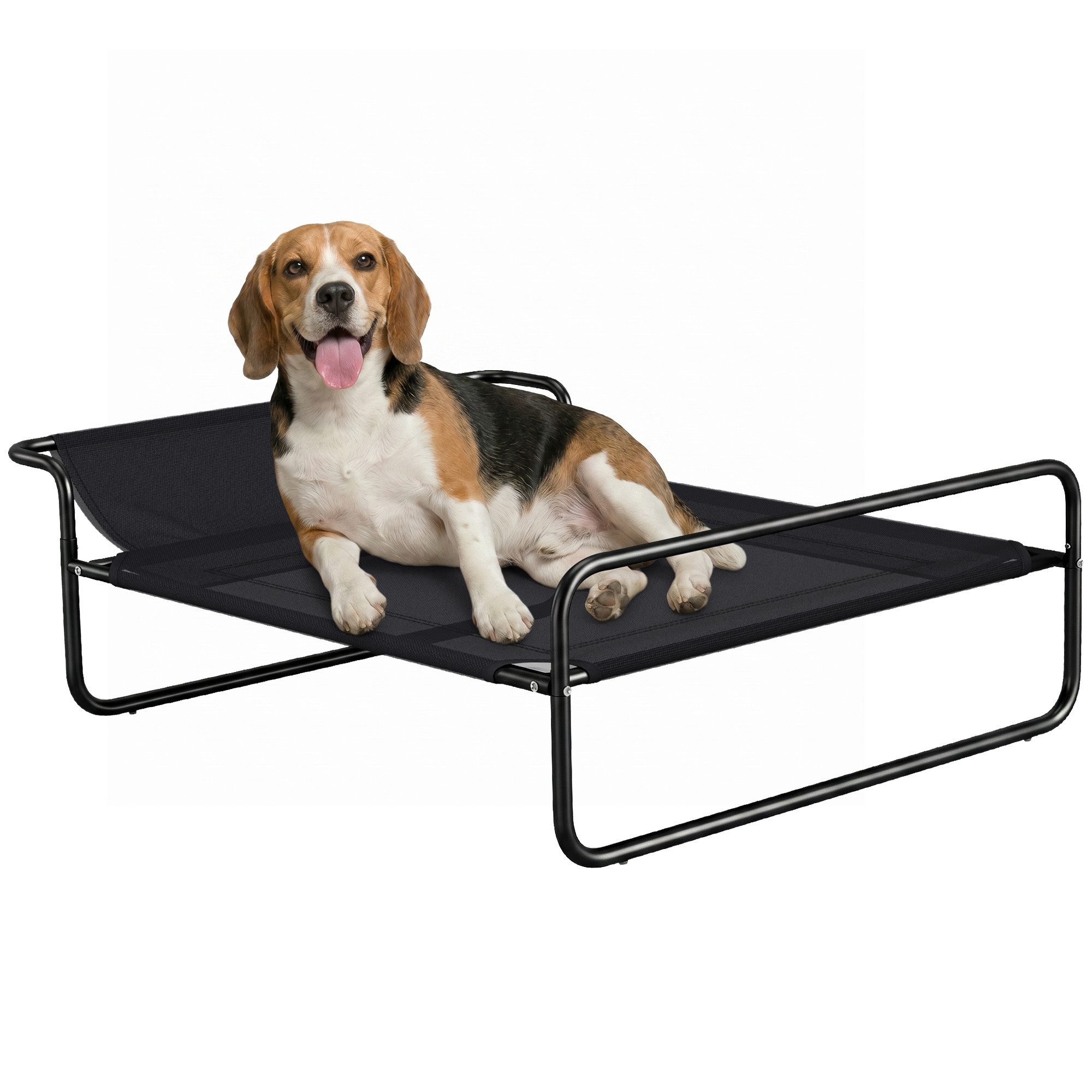 PawHut Tierbett mit atmungsaktivem Mesh-Bezug, Atmungsaktives Mesh, für Kleine, Mittlere Hunde, 91 x 69 x 29cm Schwarz