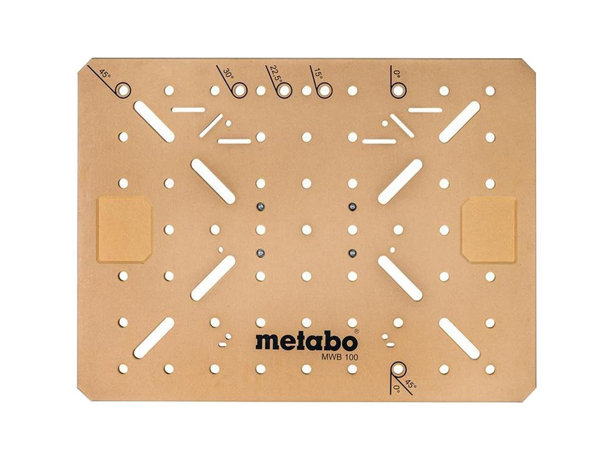 metabo Werkbank MDF-Tischplatte, 316081220, mit 20-mm-Lochraster und Winkelanzeige