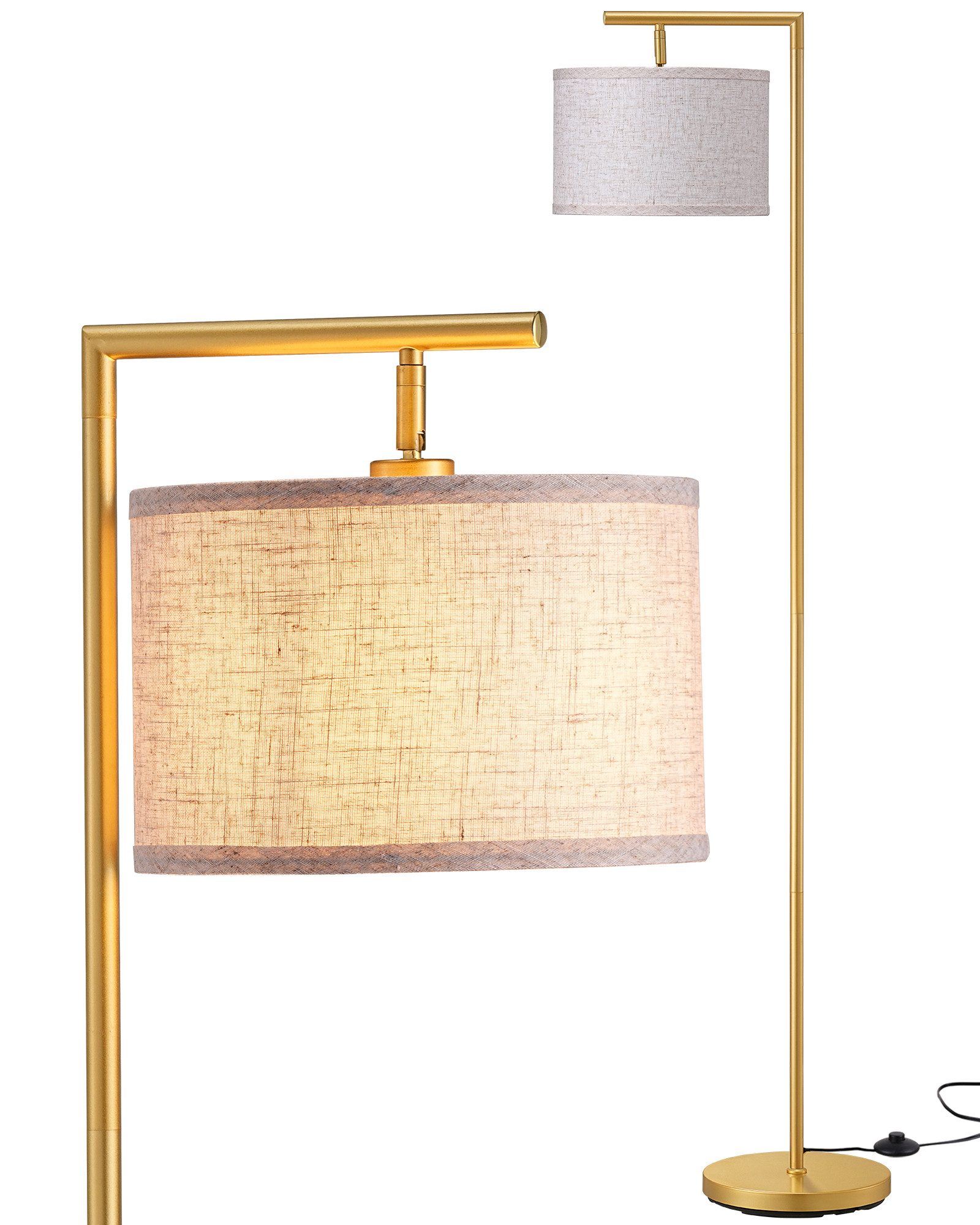 EDISHINE Stehlampe Wohnzimmer 160cm, Lampenschirm verstellbar, LED wechselbar, warmweiß, mit Lampenschirm aus Leinen