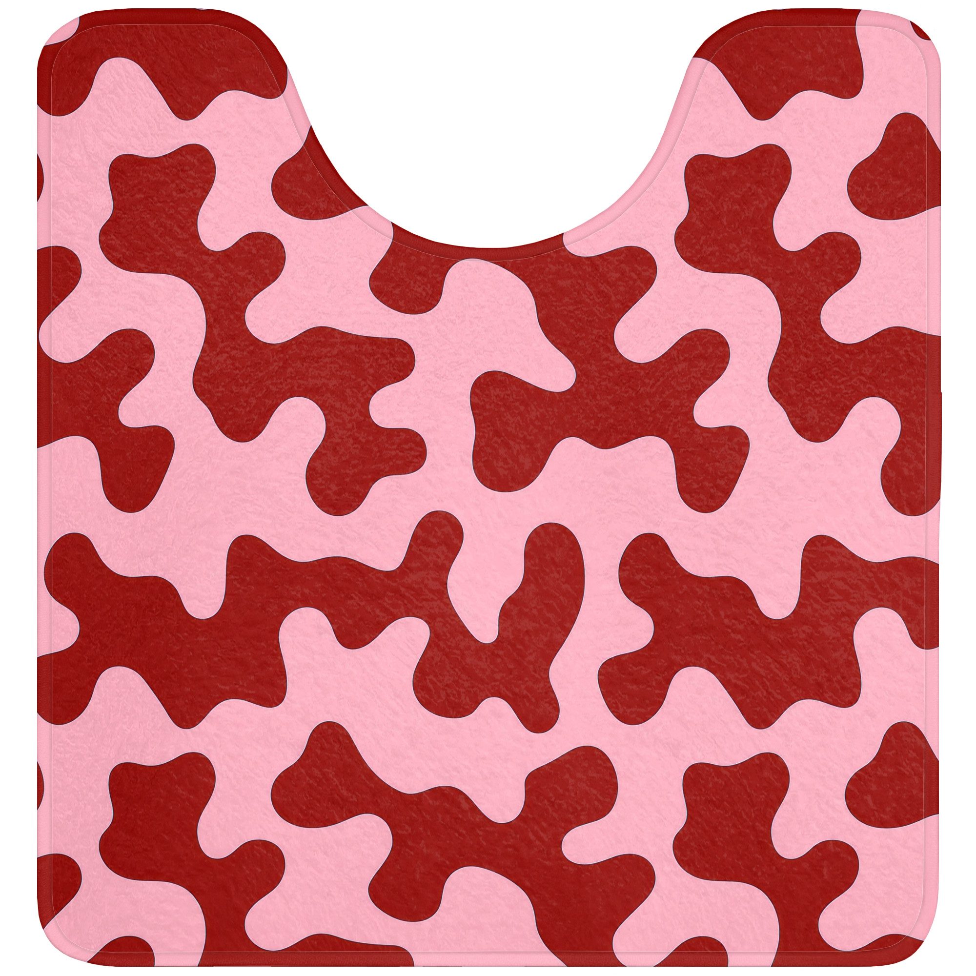 OnlyWow WC-Vorleger Modern - Abstrakt - Rot, Höhe 10 mm, Polyester, U-Form, Vorleger mit Ausschnitt, Toilettenvorleger, Toilettenteppich