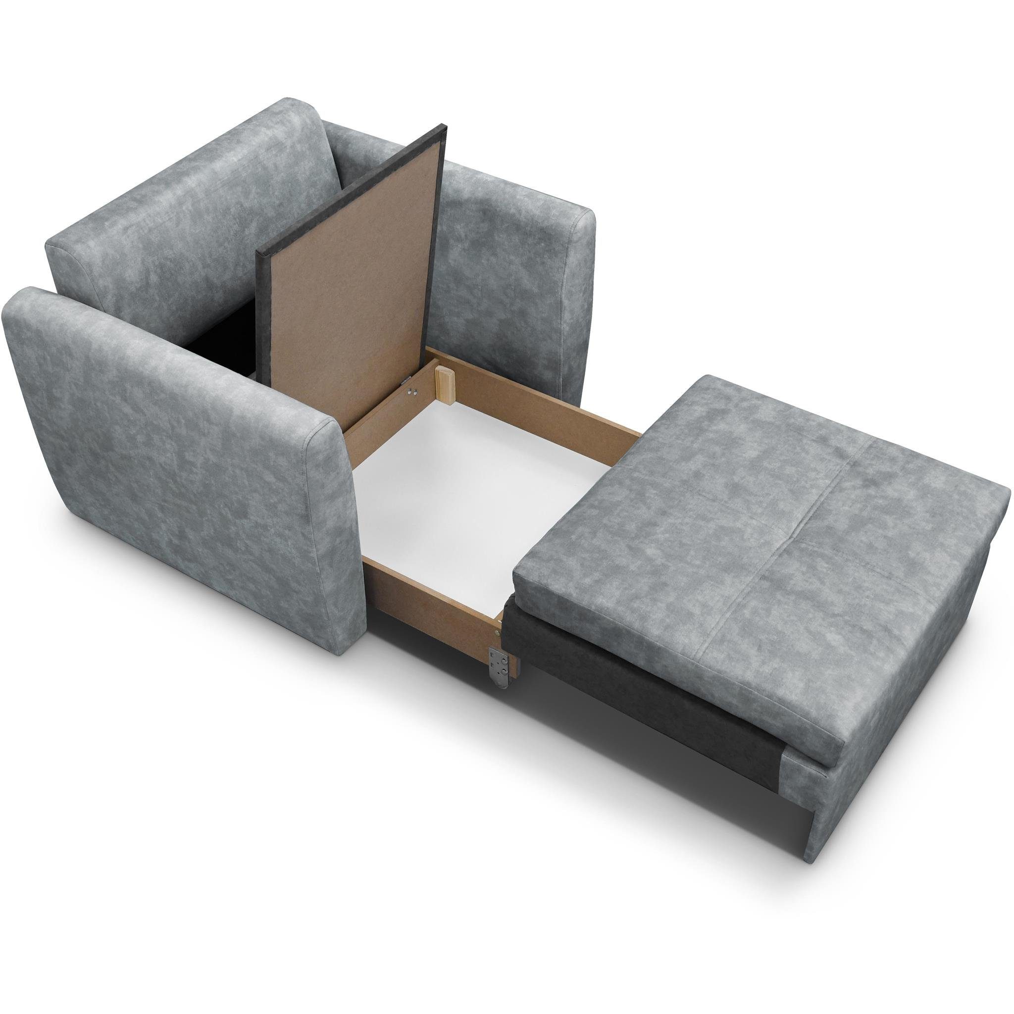 Schlafsessel, Schlaffunktion, (1-Sitzer Polstersessel Wohnzimmer), Sofa Relaxsessel Grau Beautysofa Relaxsessel (terra Kamel für 88) Bettkasten,