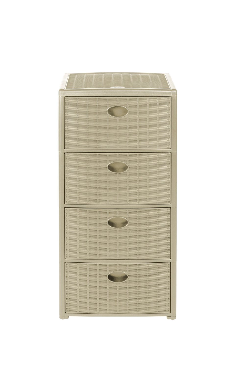 Kreher Rollcontainer mit 4 Schubladen im Rattan Design (Kaschmir Beige), (1 St)