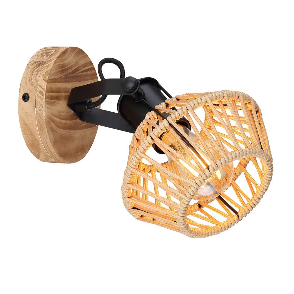 GLOBO LIGHTING Wandleuchte, Leuchtmittel nicht inklusive, Wandleuchte Flurleuchte Schlafzimmerlampe Metall Hanf Naturfarben