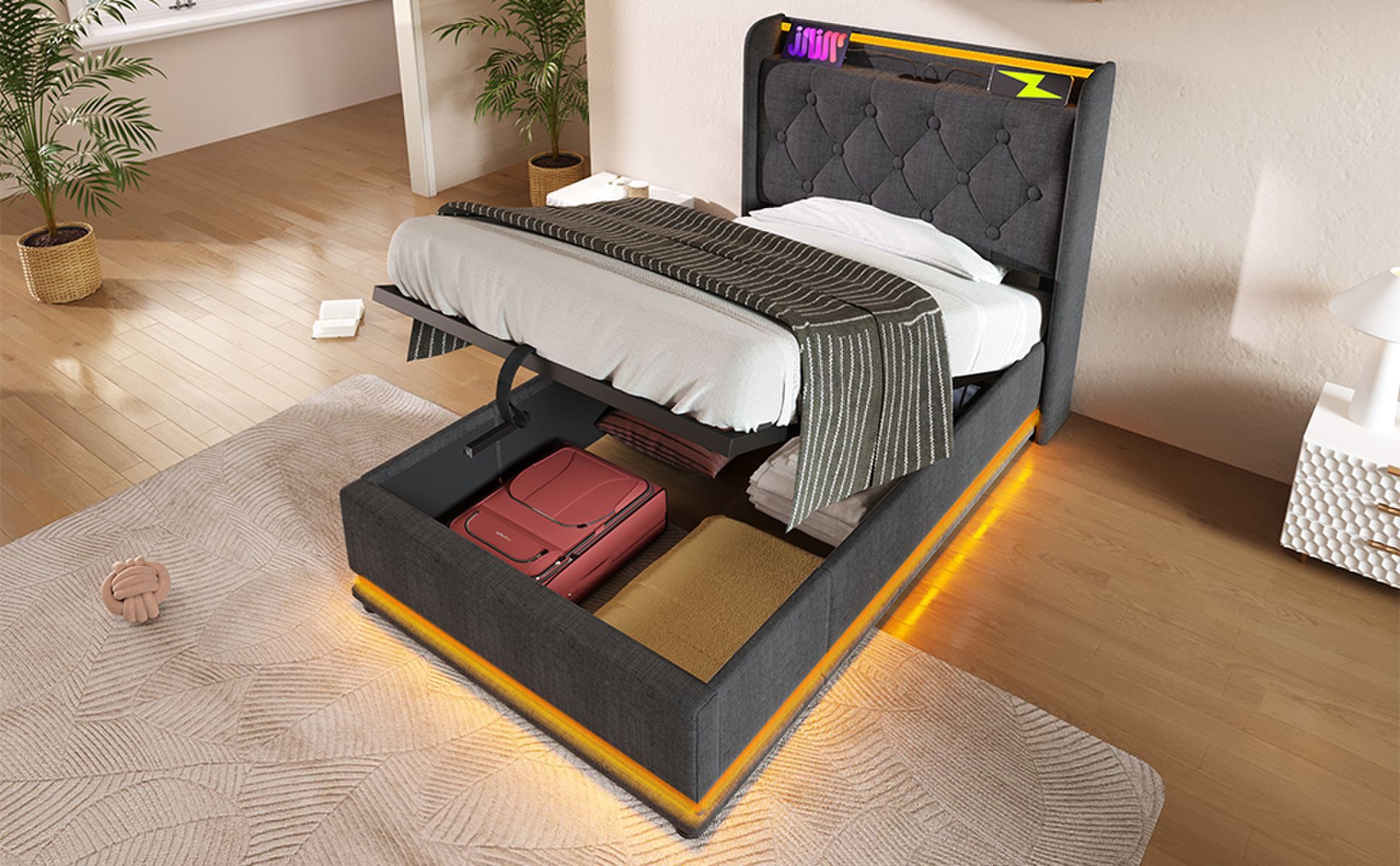 BlingBin Einzelbett Polsterbett Stauraumbett (1-tlg., Doppelbett, günstig online kaufen