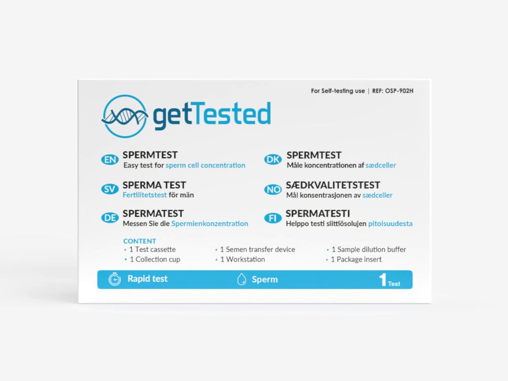 GetTested International AB Fertilitätsset Spermatest, 1 Messparameter, Testkit, 1-tlg., Fruchtbarkeitstest für Männer, Spermienkonzentration in wenigen Minuten testen