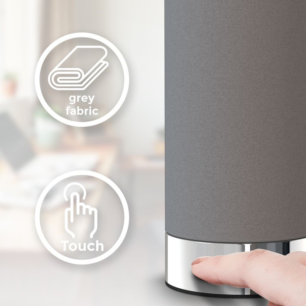 B.K.Licht Tischleuchte Tischlampe Stoff Dimmbar Grau günstig online kaufen