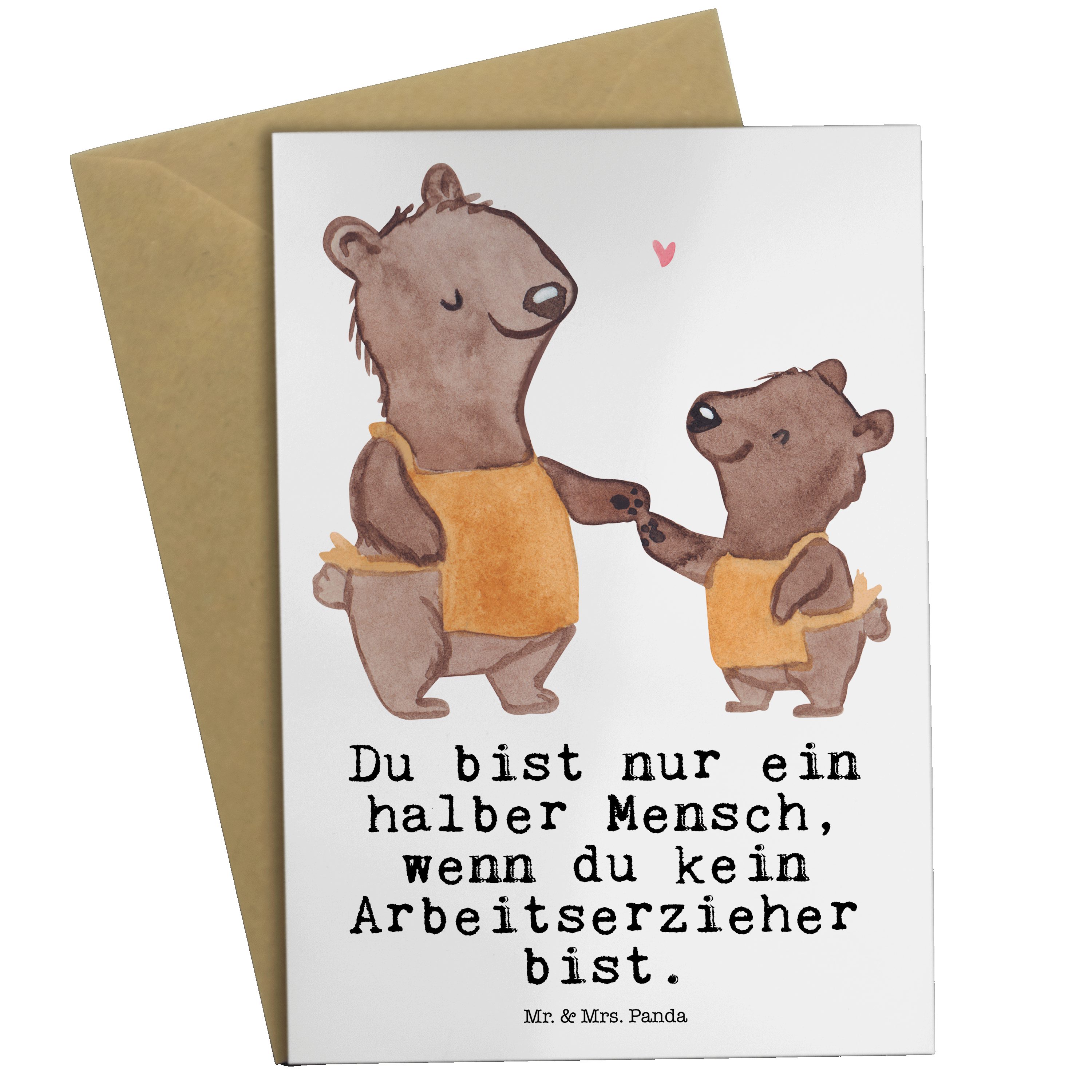 - Arbeitserzieher Herz Panda - Geschenk, mit Weiß Mrs. Grußkarte & Hochzei Mr. Studium, Freunde,