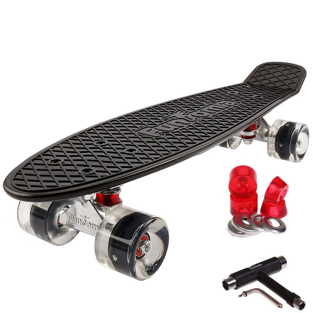 FunTomia Miniskateboard Kinder Cruiserboard Miniboard 57cm mit oder ohne LED Leuchtrollen