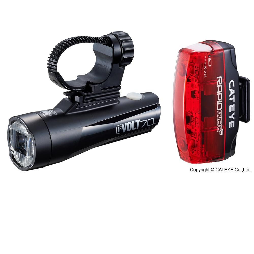 Cateye Fahrradbeleuchtung Cat Eye Lampenset GVOLT 70.1 Kit m. Rapid Micro G StVZO