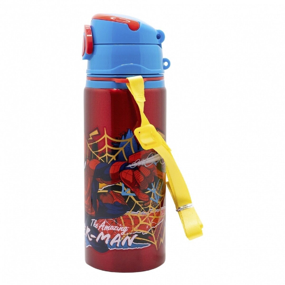 Spiderman Trinkflasche Spiderman Aluminium Trinkflasche 730ml mit Strohhalm & Tragegurt