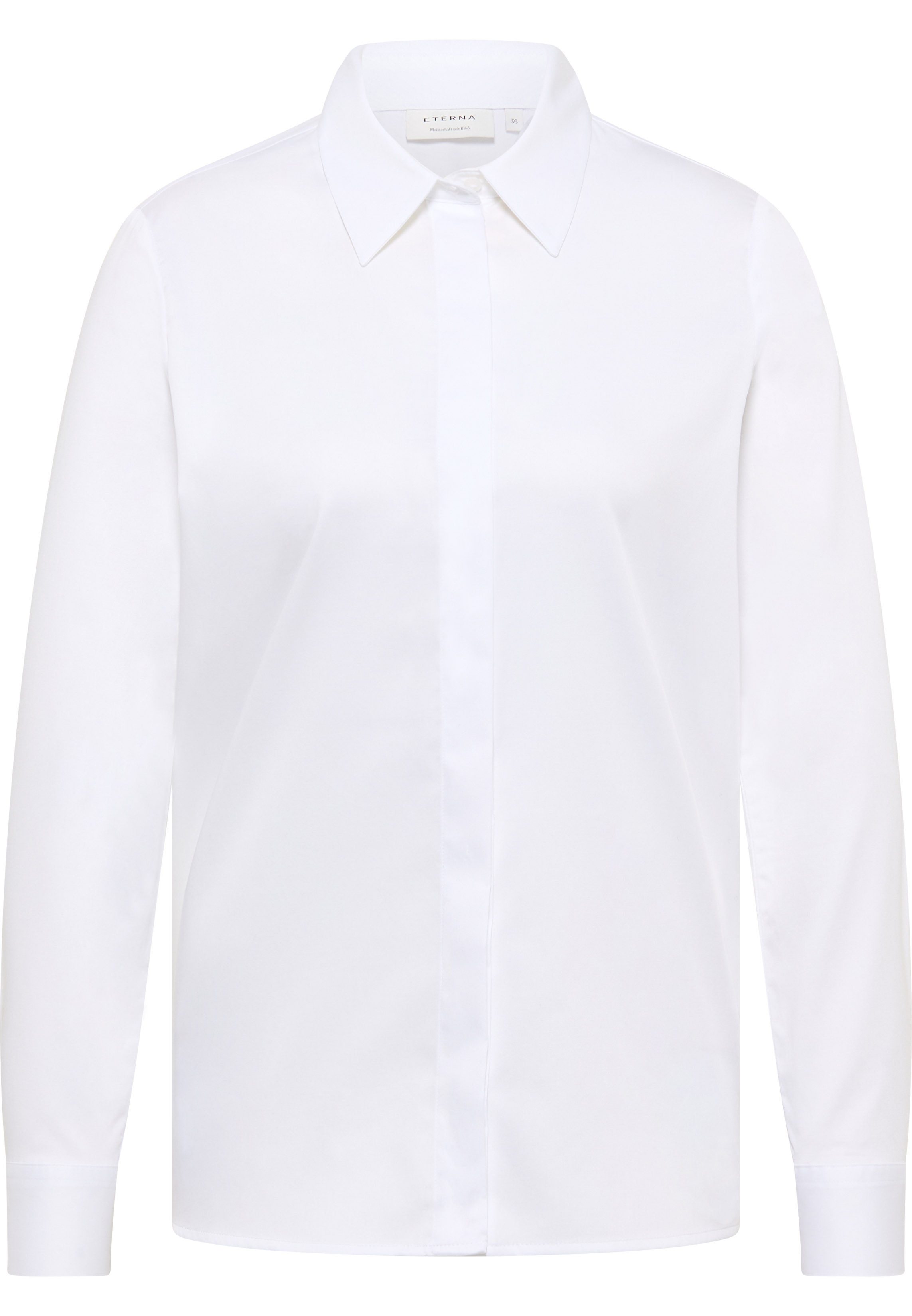 Eterna Blusentop ETERNA LOOSE FIT Langarm Bluse weiß satin 5585-00-D427 - SATIN SHIRT