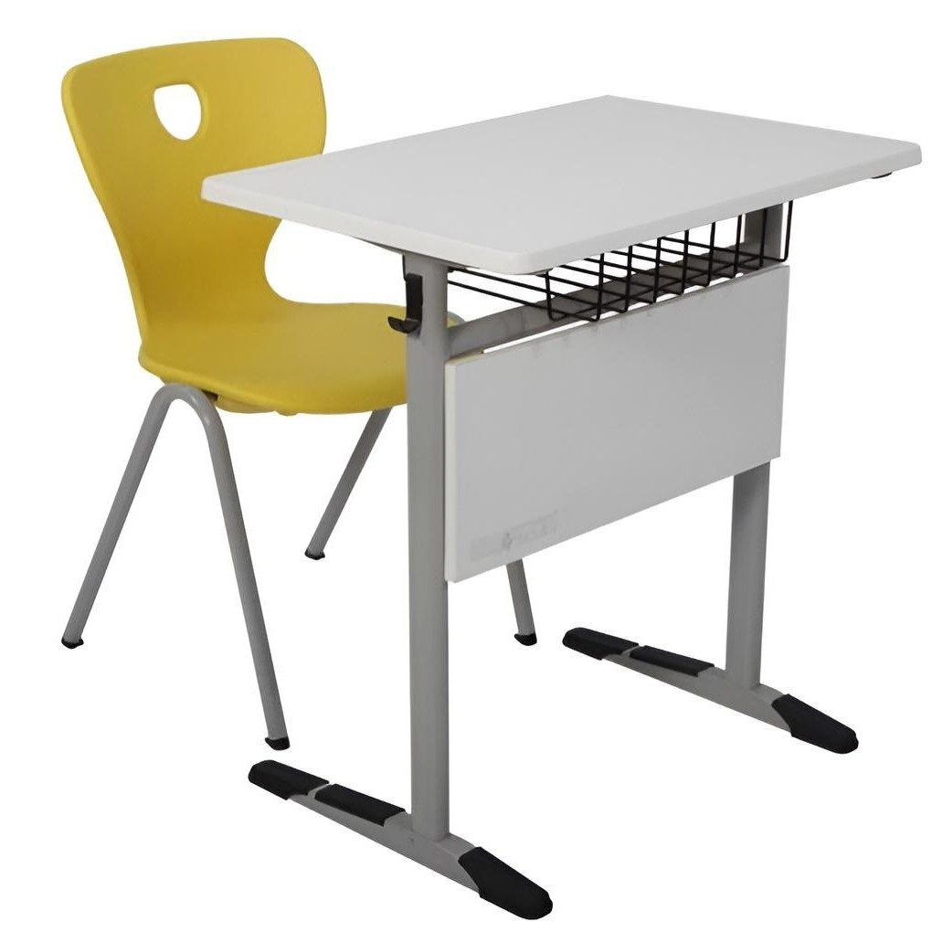 Xlmoebel Schreibtisch Ergonomisches Schulset in Grau mit gelbem Stuhl und Tisch (Schulset, 2-St., Ergonomisches Schulset), Made in Europa