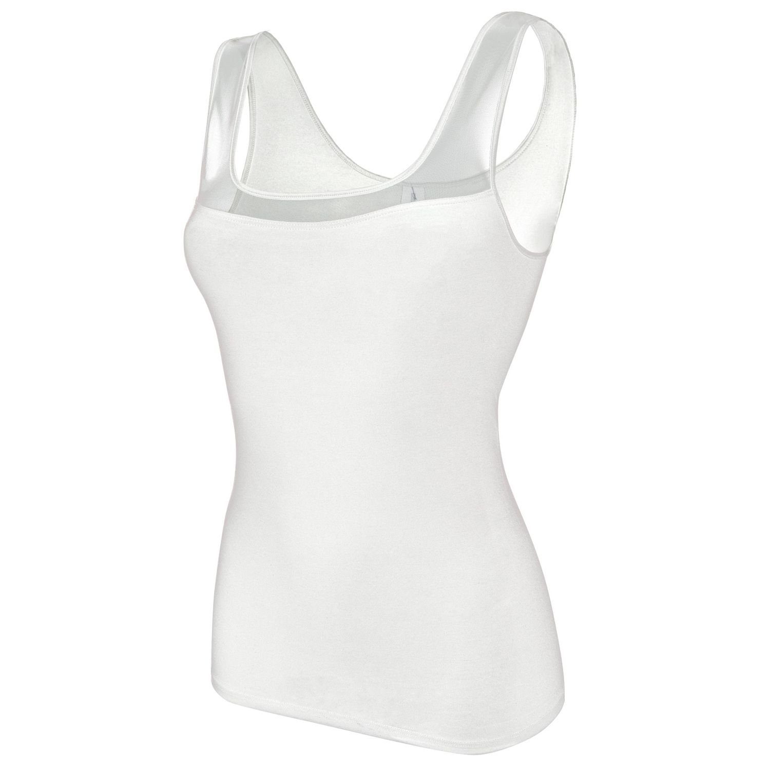Pompadour Unterhemd (Mehrpack, 3-St., 3 im Pack Stück) Tüll-Einsatz in Modal-Qualität mit Weiß 3er elastischen feinem