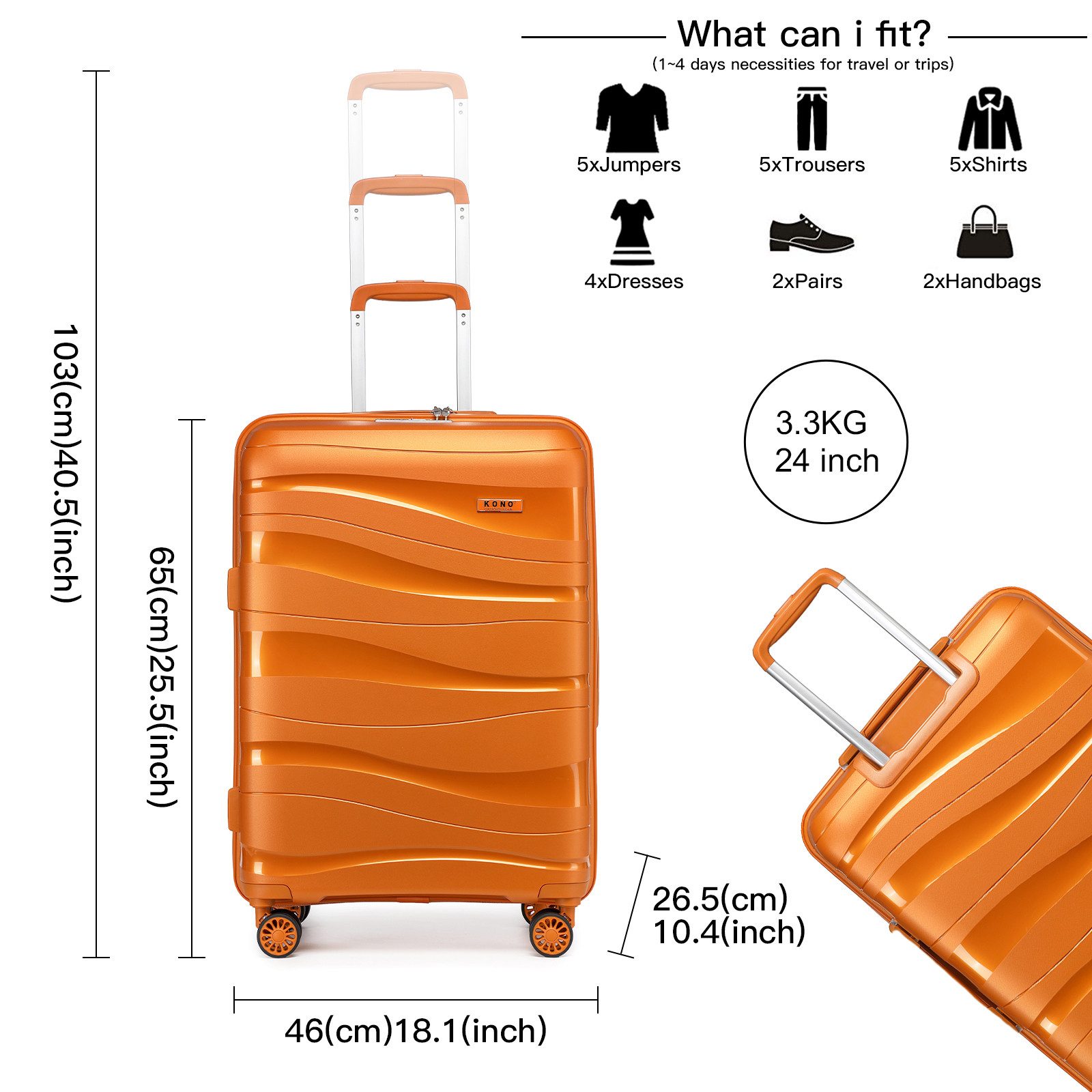 KONO Handgepäck-Trolley Leicht Hartschalenkoffer Reisekoffer mit günstig online kaufen