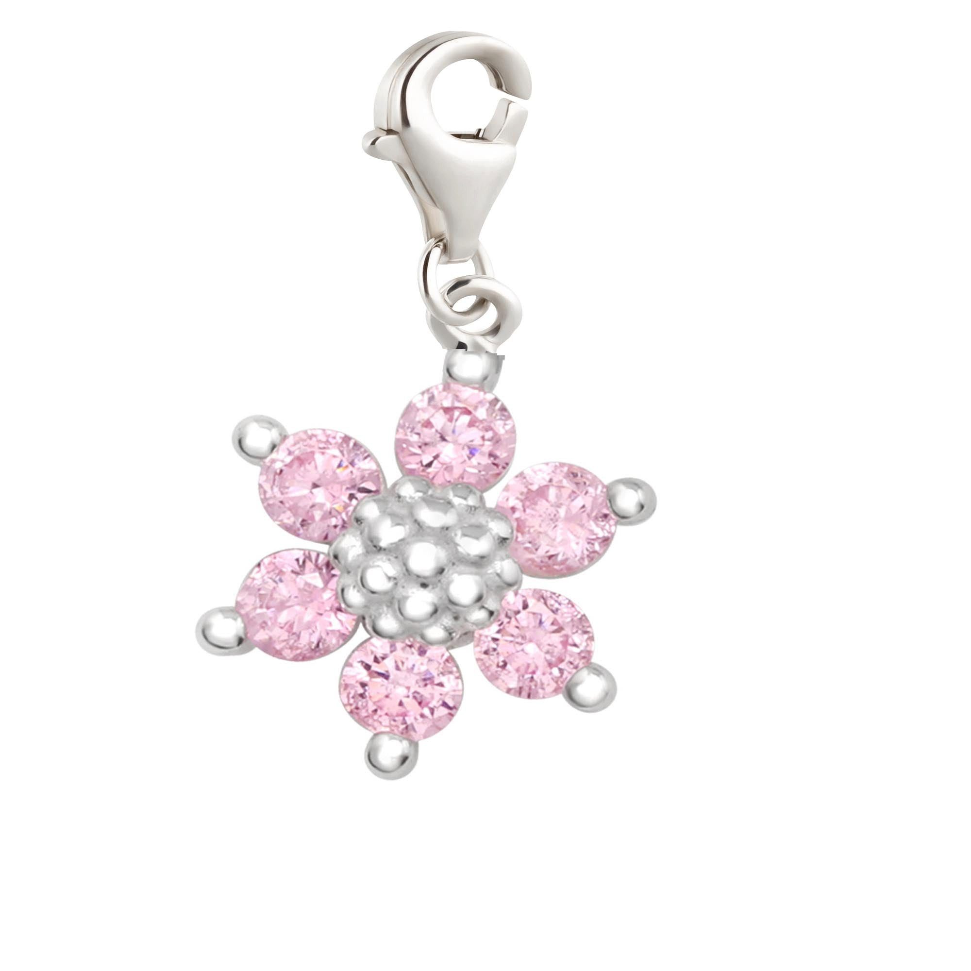 Charm-Einhänger Charm Anhänger Blume 925 Silber