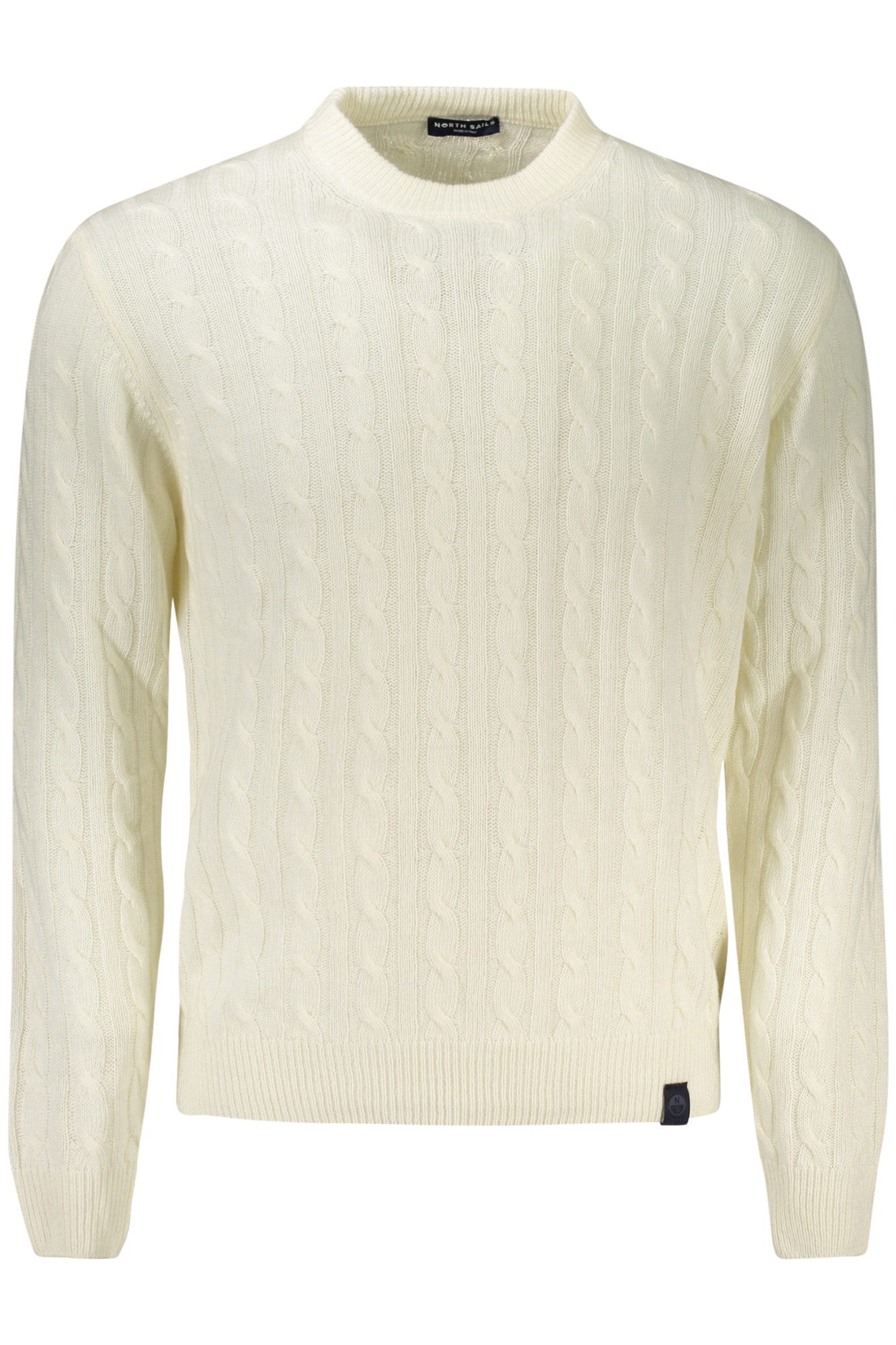 North Sails Strickpullover Herrenpullover weiß – Langer Arm, Rundhals, Zopfmuster, Applikation. € 133,99