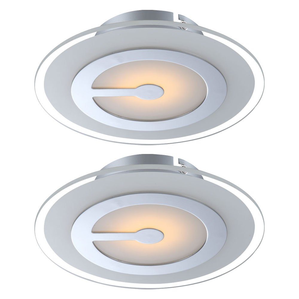 GLOBO LIGHTING LED Deckenleuchte, LED-Leuchtmittel fest verbaut, Warmweiß, 2x LED Deckenleuchte Chrom 6 Watt Leuchte Globo 41698-2