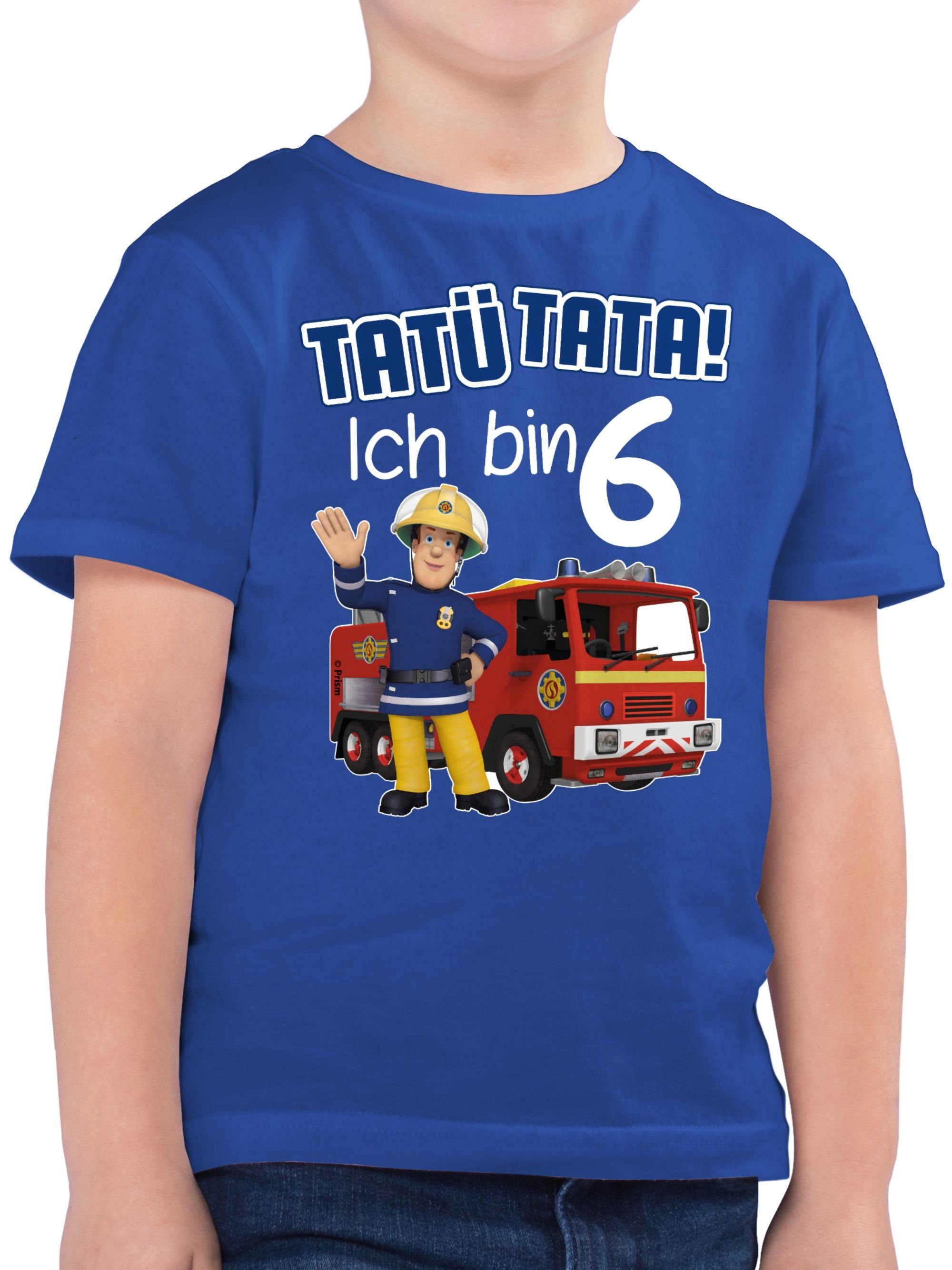 Shirtracer T-Shirt Tatü Tata! Ich bin 6 - blau Feuerwehrmann Sam Jungen 01 Royalblau