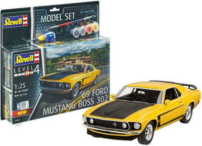 Revell® Modellbausatz Modellbausatz '69er Ford Mustang 67025 inkl. Basisfarben ab 12 Jahren, Maßstab 1:25, (109-tlg)