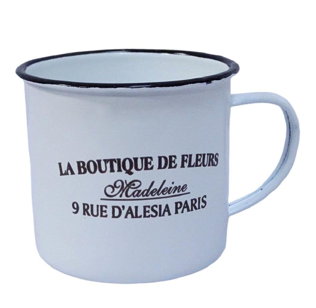 Tasse, Emaille Tasse Henkelbecher mit Linoows Kaffeepott, Beschriftung Nostalgie Outdoor Outdoor Kaffeetasse, Emaille, Becher,