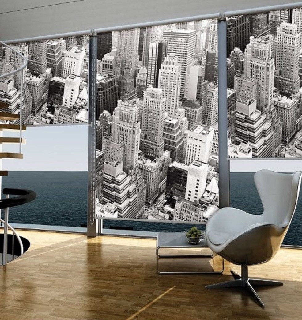 Seitenzugrollo digital bedrucktes Sichtschutzrollo, Motiv: New York, Clever-Kauf-24, Wand- oder Deckenmontage, Wand- oder Deckenmontage