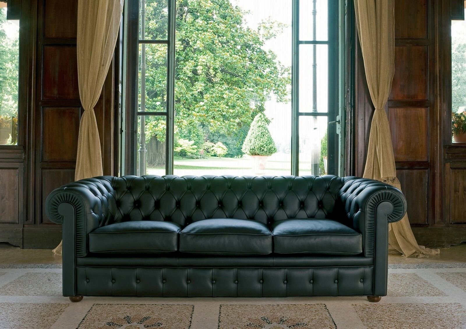 JVmoebel 3-Sitzer Klassische Sitzer Sofas 3 Leder Sofa Polster Chesterfield Couch