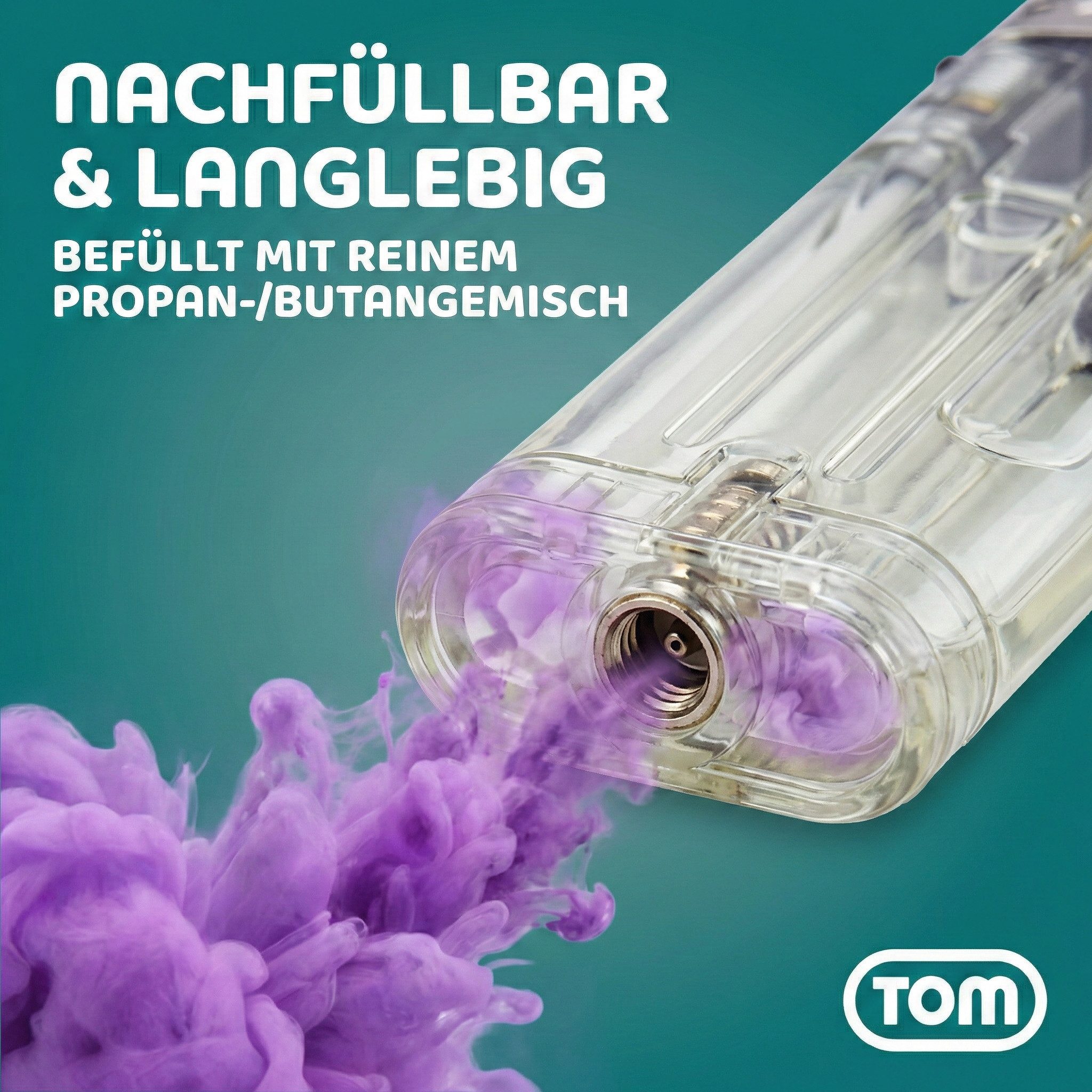 TOM Feuerzeuge Display 50er Set 5 Farben Nachfüllbar Soft-Flame (50-St), Gleichmäßige Flammenleistung, Elektronik, Vorgefüllt – Bild 4 von 5
