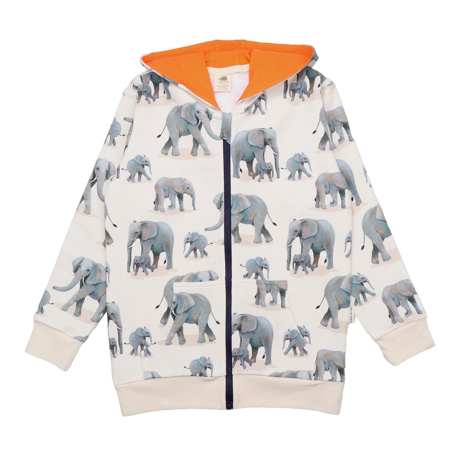 Walkiddy Sweatjacke Sweatjacke mit Elefantenmotiv aus Bio-Baumwolle Bio Baumwolle,GOTS,Kinderbekleidung, nachhaltige Klamotten,Sweat Jacke