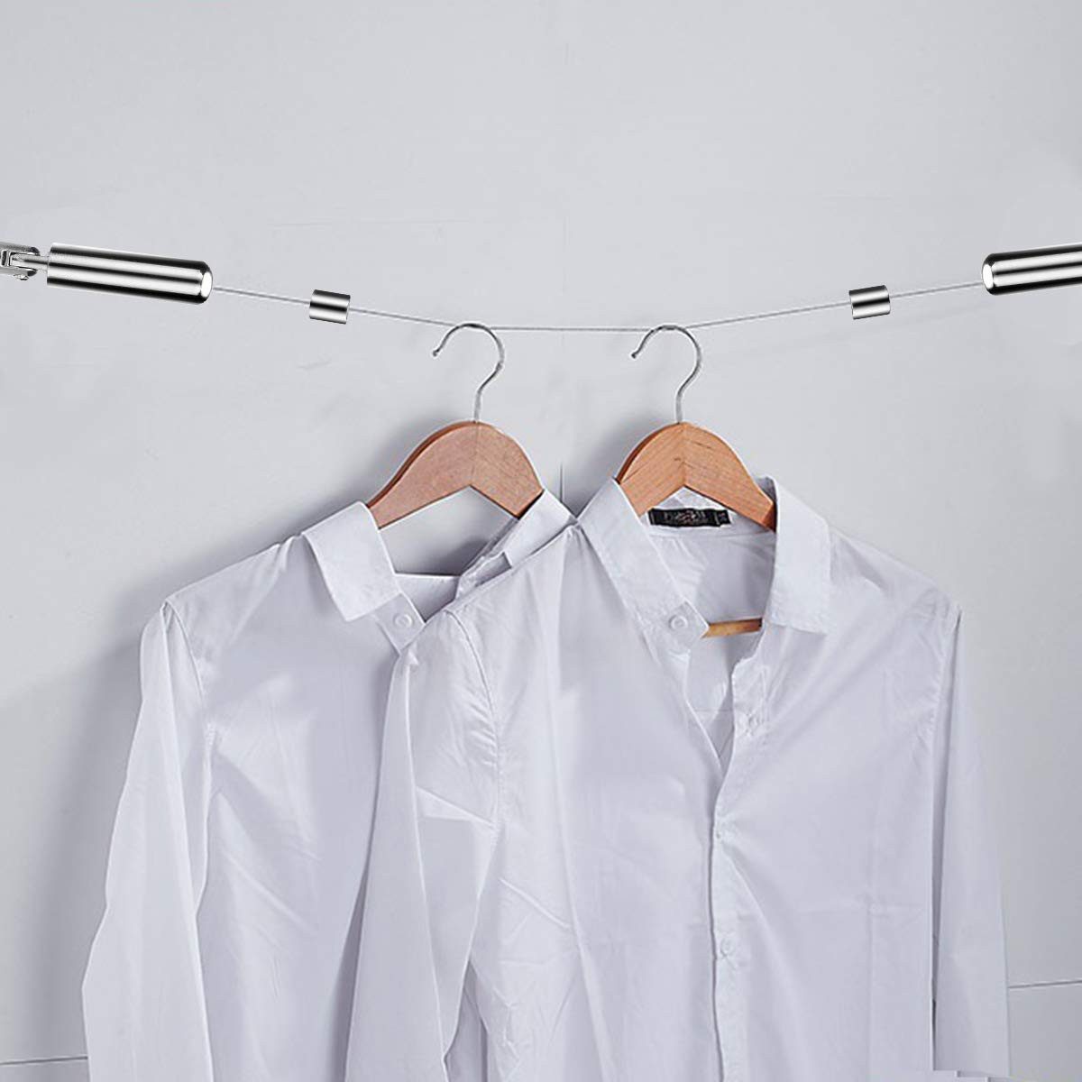 UE Stock Seilspanngarnitur Seilspanngarnitur Edelstahl 5m Vorhang Draht Set Gardinenseilset, als Wäscheleine, oder für Anzeigetafeln und Bilder oder Gardine, leicht zuschneidbar und anpassbar