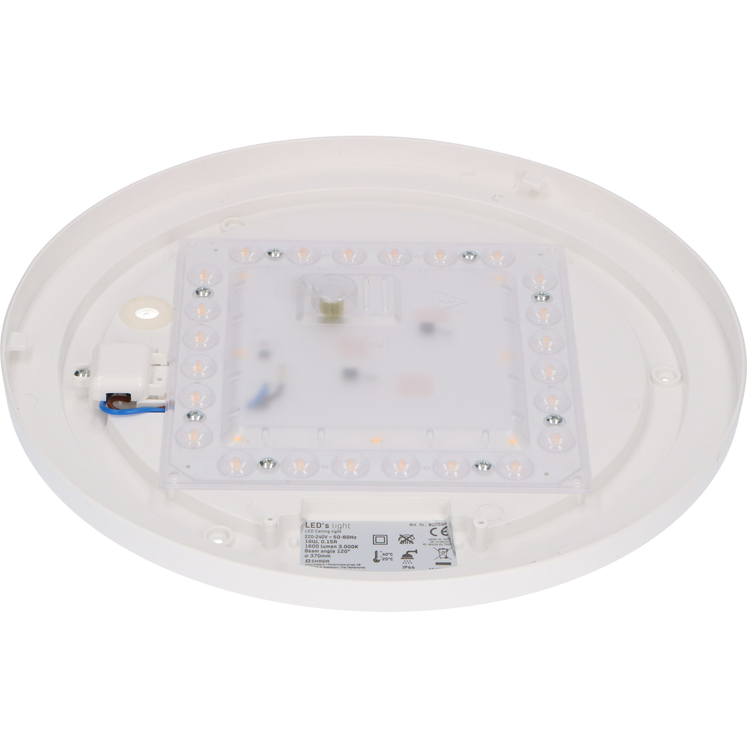 LED warmweiß 18W Schutzbereich Deckenleuchte, geeignet LED, 3 0800594 light 37cm LED's Deckenleuchte IP44