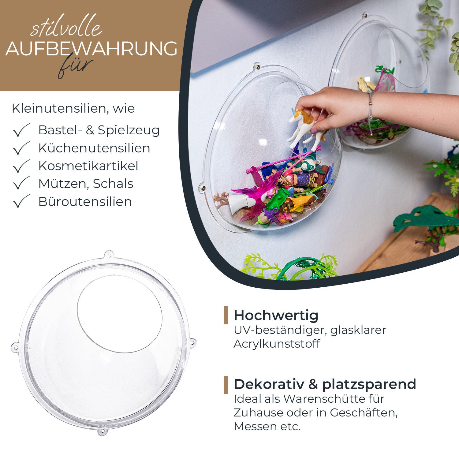 HMF Deko-Wandregal DIY-Acrylhalbkugel, Wandregal Kinderzimmer, 1 günstig online kaufen