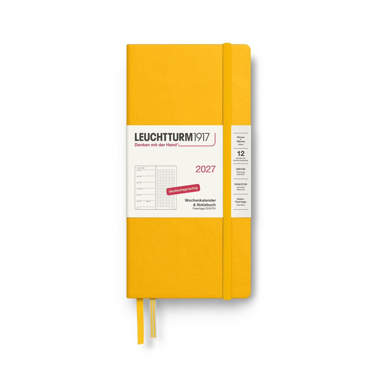 Leuchtturm1917 Taschenkalender Wochenkalender 2027 & Notizbuch Wallet B6+ x A6 Sunflower