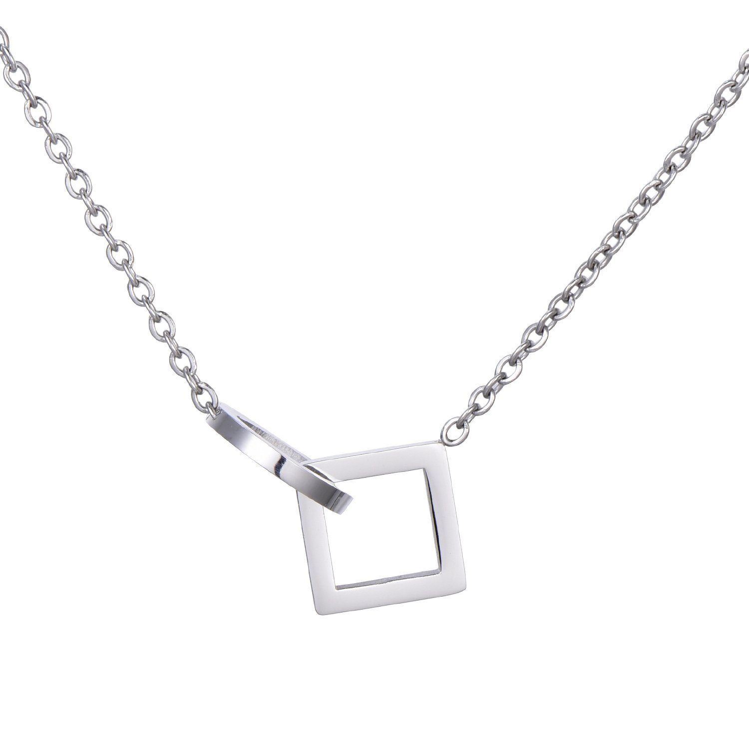 Morella Kette mit Anhänger Halskette Damenkette (1-tlg), Silberne Kette mit Kreis und Dreieck, im Samtbeutel