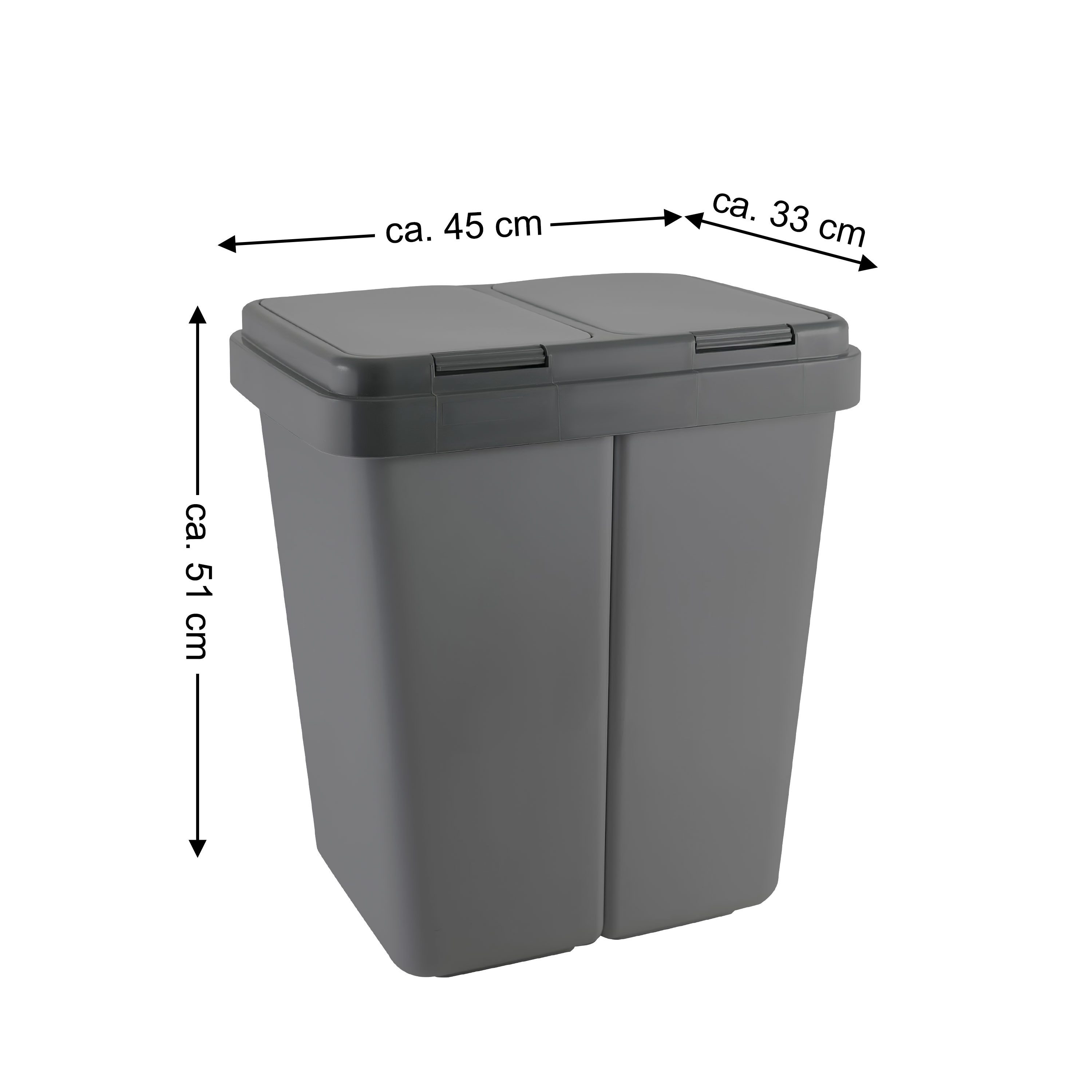 Ribelli Mülltrennsystem ZwEimer Müllbehälter 2x25L, Mülleimer Abfalleimer Küche