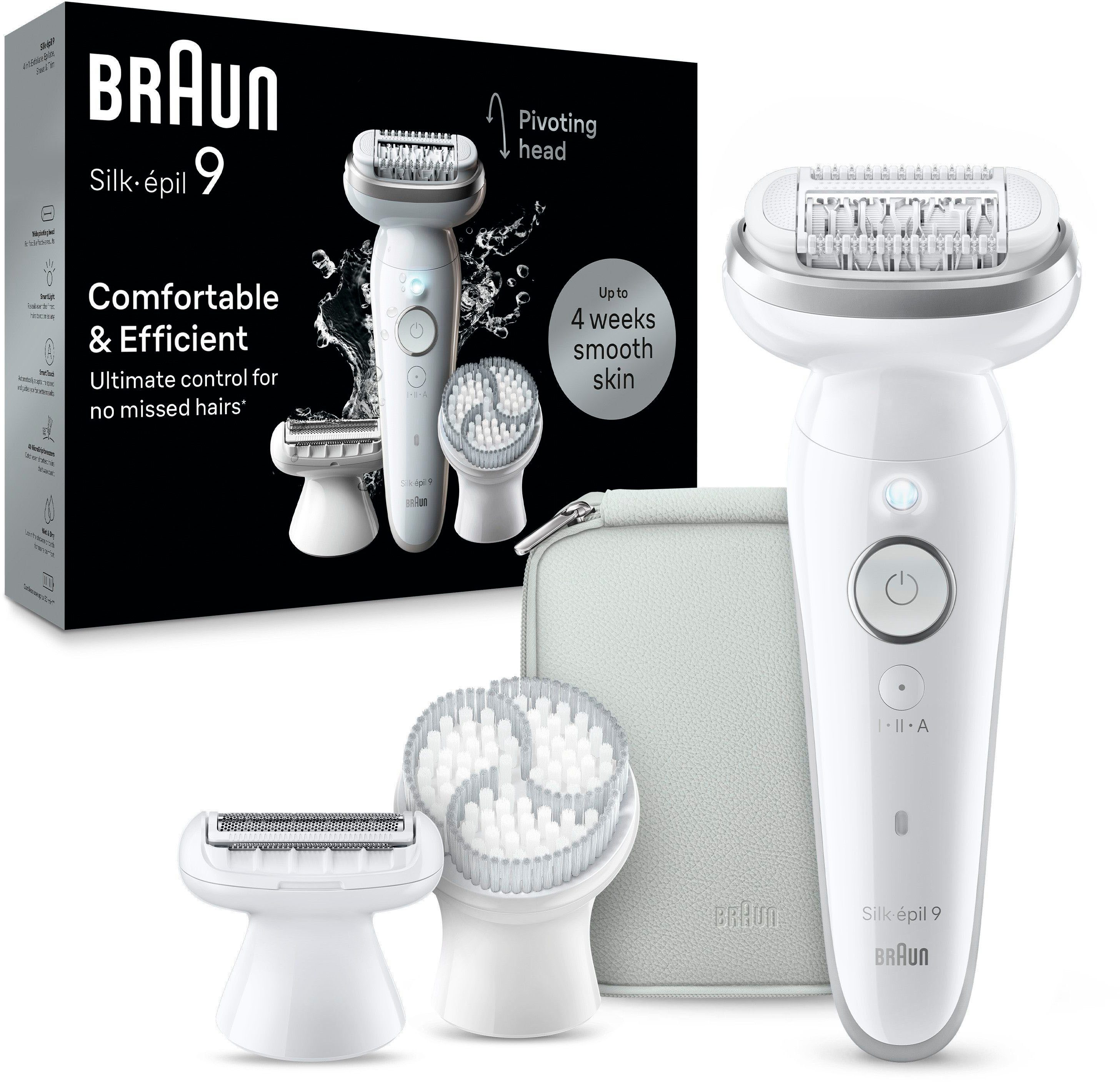 Braun Epilierer Silk-épil 9 9-061, Rasier-, Trimmer- & Peelingaufsatz, Wet&Dry