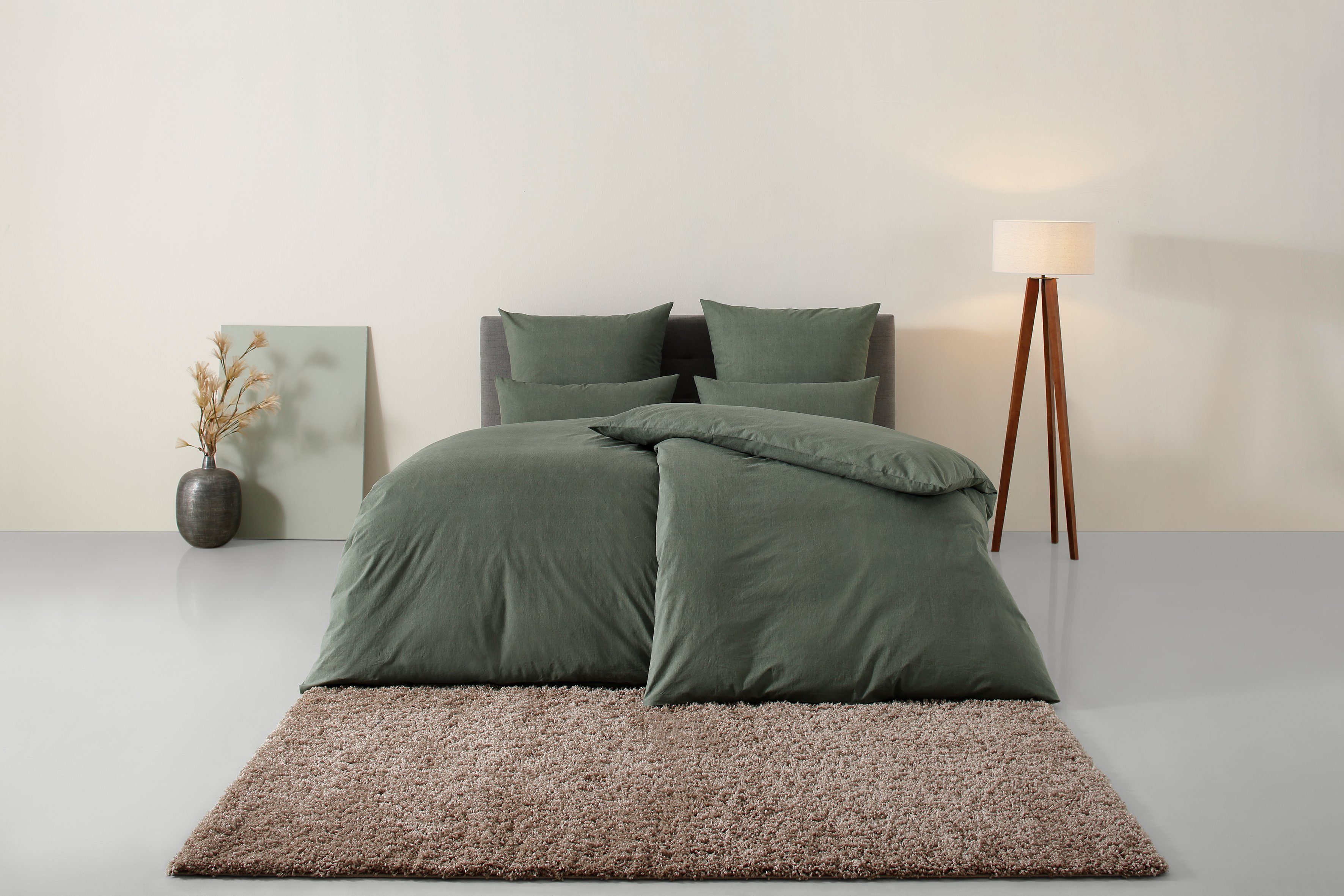OTTO home Bettwäsche Melli, Biber (180g/m), 2 teilig, Bettwäsche aus Baumwolle, Leinen-Look in Melange-Optik