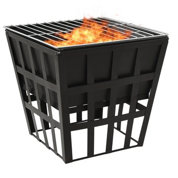 vidaXL Feuerkorb 2-in-1 Feuerstelle und Grill 34x34x48 cm Stahl