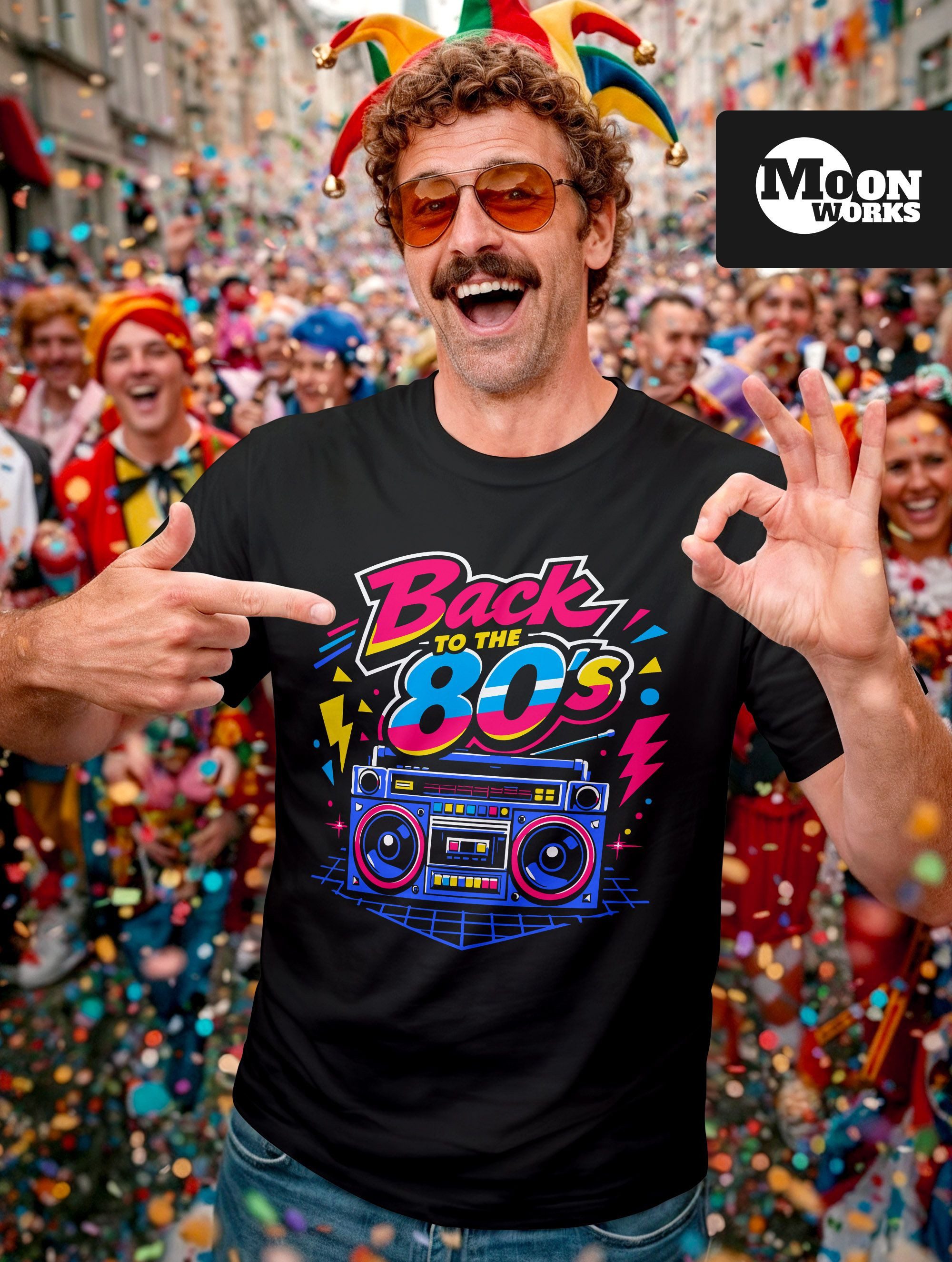 MoonWorks Print-Shirt Herren T-Shirt Back to 80s Spruch Fasching Karneval Kostüm-Ersatz mit Print