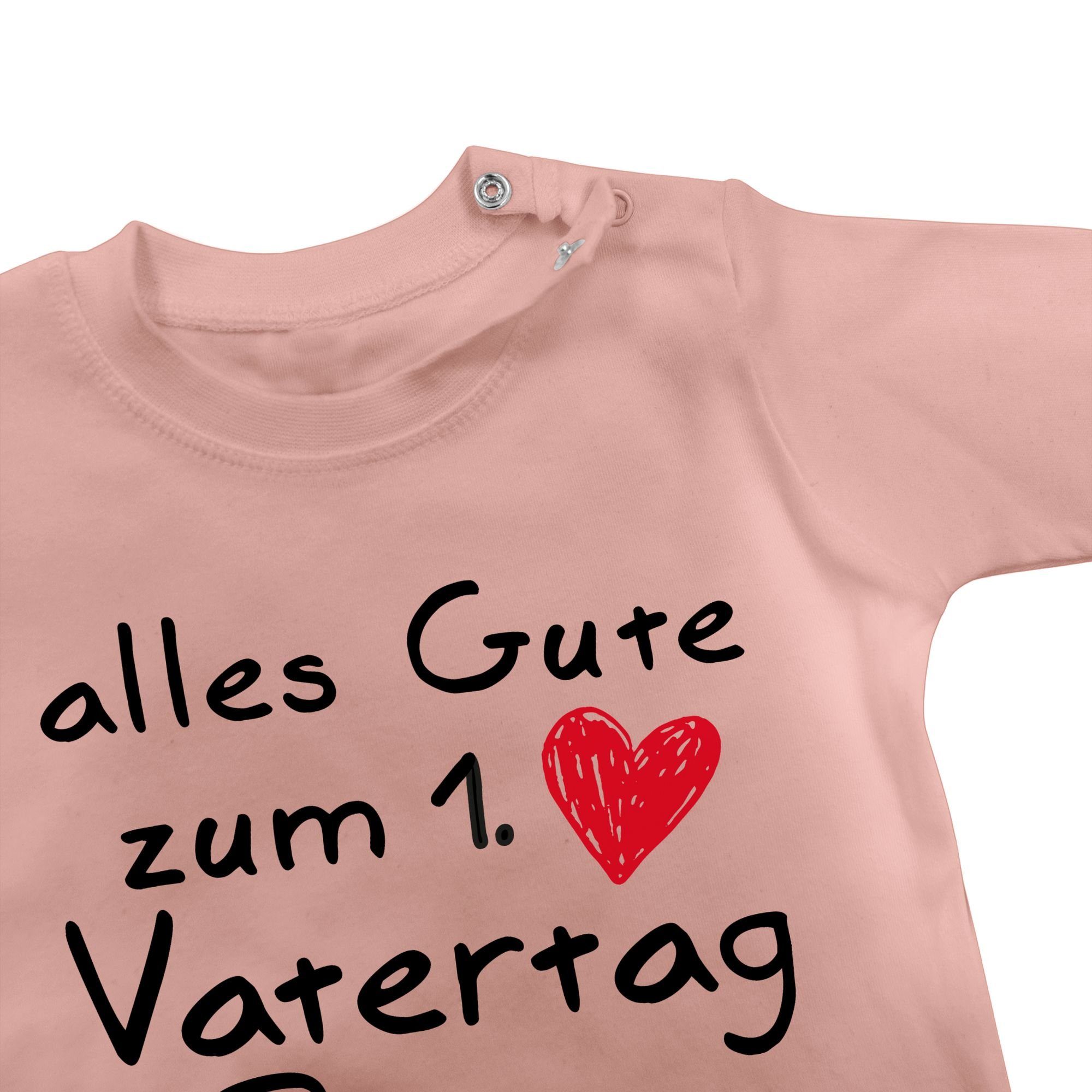Shirtracer T-Shirt Erster Vatertag 1. Baby - Geschenk Babyrosa zum Vatertag Alles gute Vatertag Papa 1