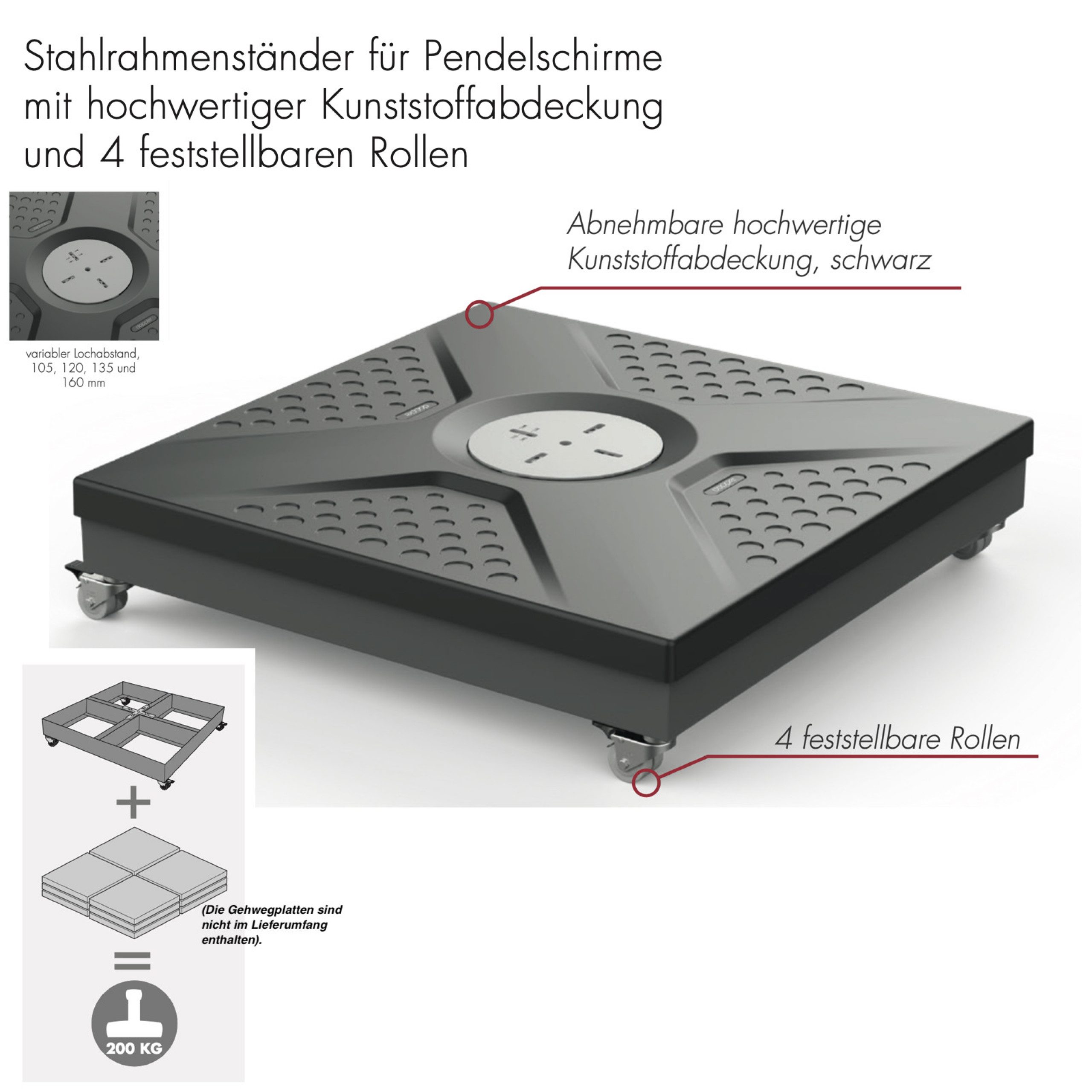 doppler® Sonnenschirm Doppler Active Easy Push Rollsockel bis 200 kg für Pendelschirme