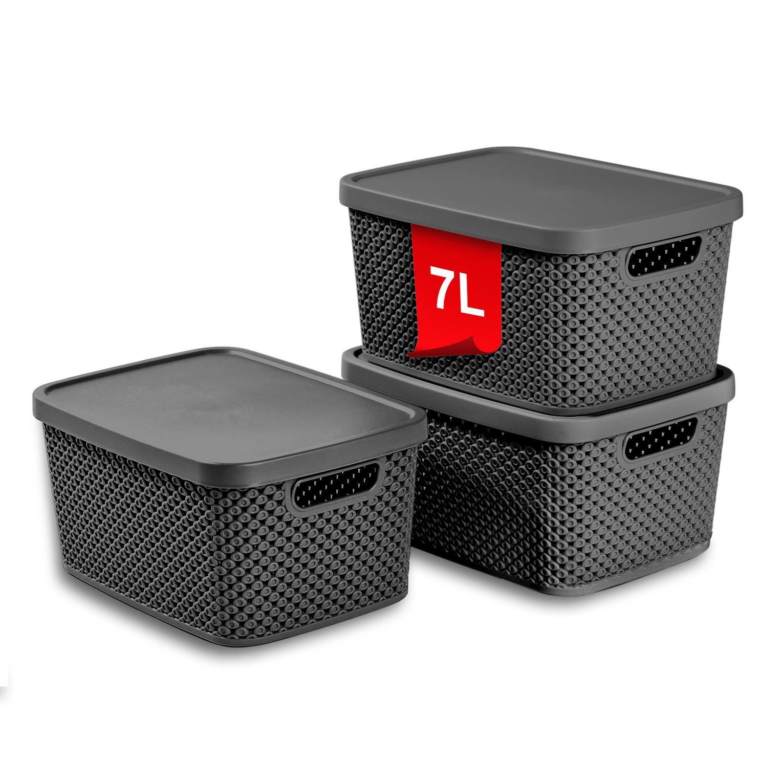 astor24 Aufbewahrungsbox 3er Set Aufbewahrungskorb mit Deckel Box Kiste Reg günstig online kaufen