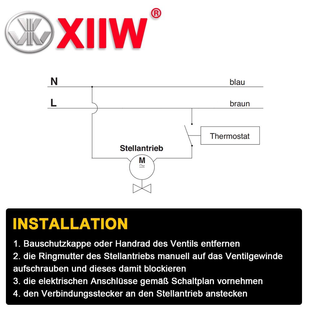 M 30 1,5 XIIW St) Heizkörperthermostat geschlossen, (NC Stellantrieb Thermischer Fußbodenheizung, Stellmotor 230V stromlos x 1