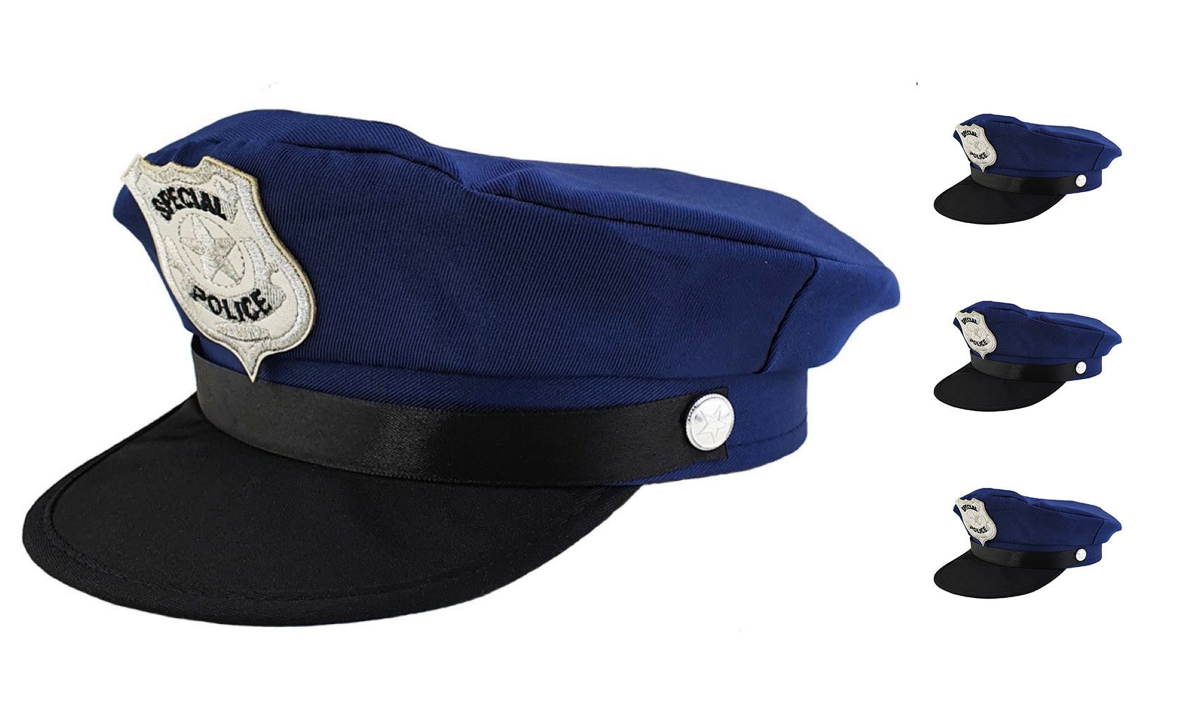 Das Kostümland Kostüm 3er Set Kinder Police Polizei Mütze, Blau